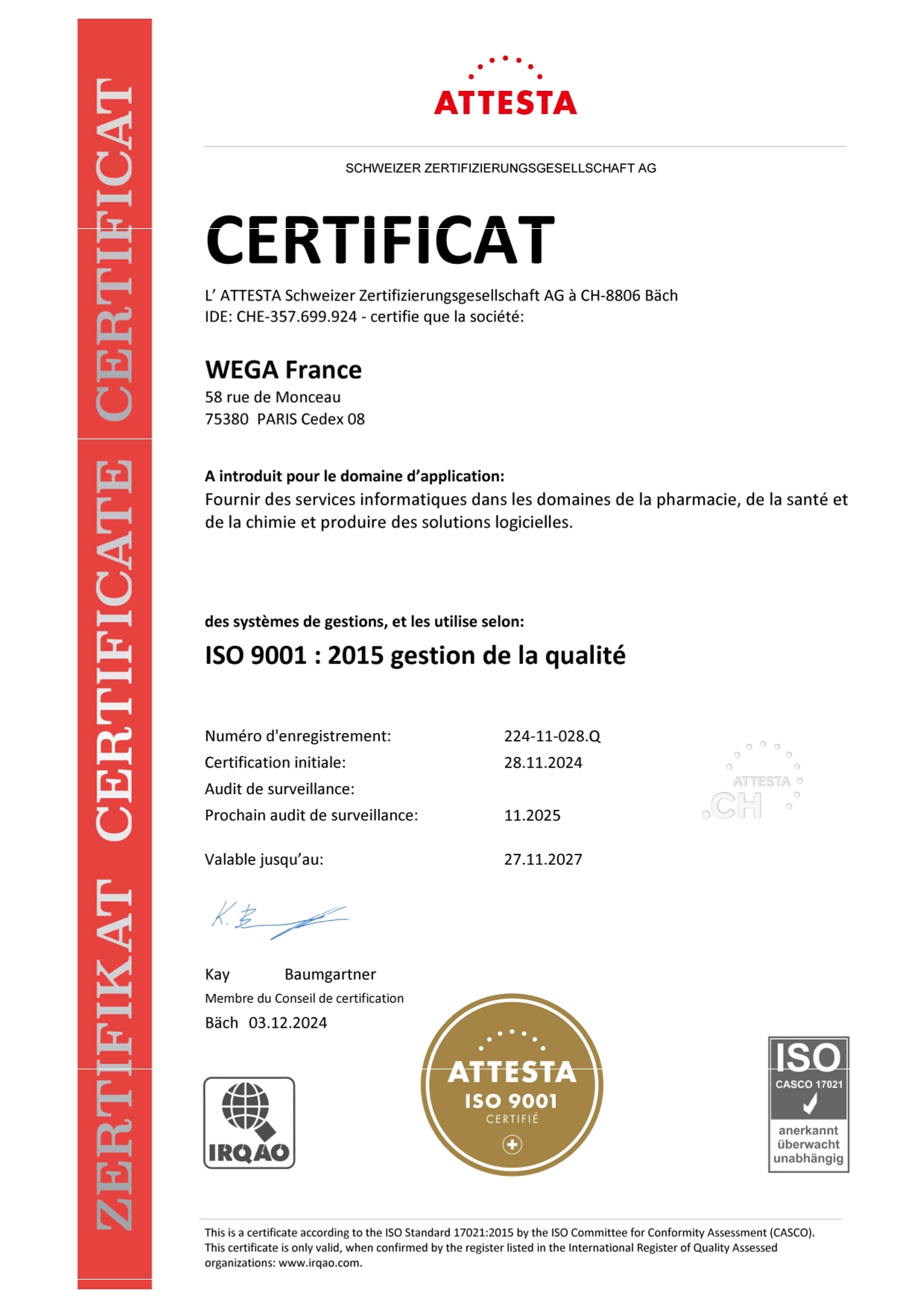 ISO-9001 wega France